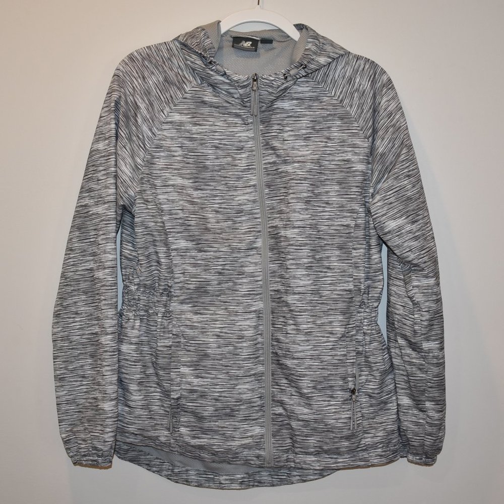 New Balance  Women's Windbreaker Jacket Hoodie Gray White Size Large